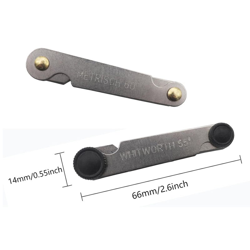 LYECUN 2 in 1 Thread Gauge, Metric 60 Degree and Whitworth 55 Degree(Metric and Imperial), Thread Pitch Gauge for Thread Size Measurement - Image 2